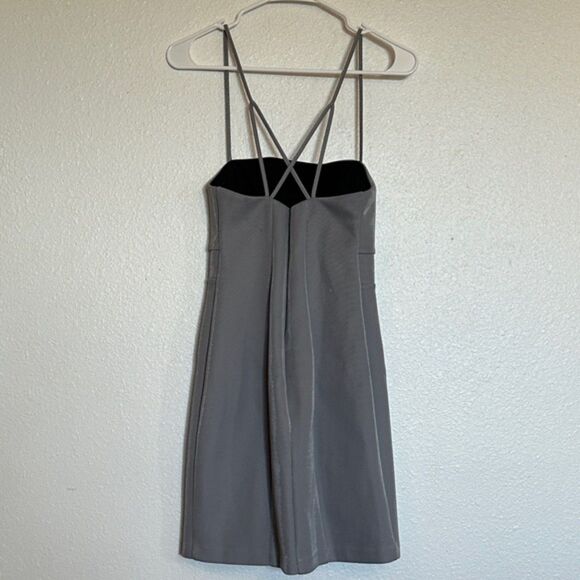 BCBGeneration Cutout Strappy Bodycon Dress Womens Size 4 Mini Shimmer Grey NWT - Picture 6 of 16